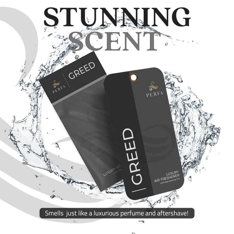 Perfa Greed Disposable Card Freshener for Men | Car Scents Air Freshener with Greed Fragrance | Strong Car Perfume Air Freshener with Odour Eliminating Technology | Greed by Perfa - Image 5